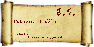 Bukovics Irén névjegykártya